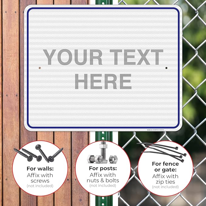 Custom Sign, Personalized Metal Signs, Customize for Office, Business, Workplace, Home, Airbnb, Delivery Blue Signs, 24x30 Inches, 3M EGP Reflective .080 Aluminum, Fade Resistant, Made in USA