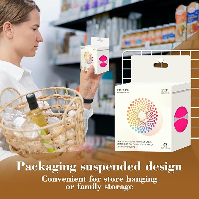 2 Inch Color Coding Round Labels (2000Pcs, 4 Rolls) - Round Color Dot Stickers for Inventory, Pantry, Warehouse Organization - Fluorescent Pink Circle Dot Labels