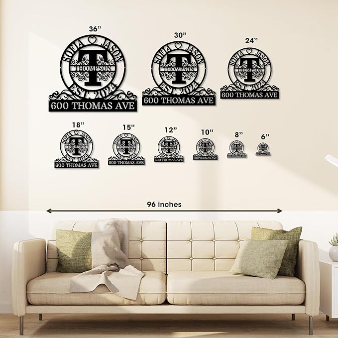 Custom Metal Signs | Personalized Monogram Name Sign | Outdoor Wall Art for Family Name | Custom Name Metal Sign, Last Name, Anniversary, Wedding Gifts for Husband, Wife, Parents, Couple