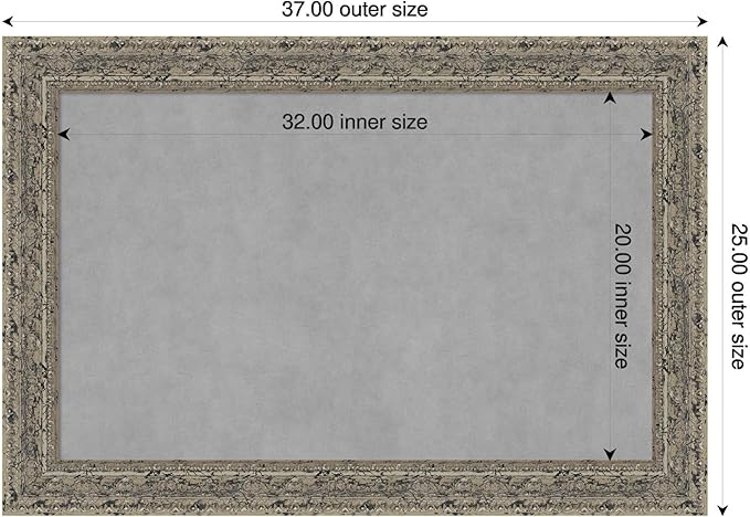 Amanti Art Silver Framed Magnetic Board 25x37 Large Vision Board for use with Magnets, 100% Metal Sheet to Display Items as Office Decor or for Home Organization in mudroom, Kitchen or Kids Room