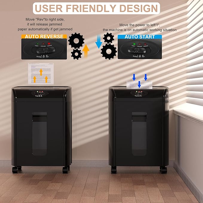 Paper Shredder, 16-Sheet Cross Cut with 4.76-Gallon Pull Out Basket, P-4 Security Level, 3-Mode Design Shred Paper and CD/Credit Card, Durable&Fast with Jam Proof System Shredder for Office