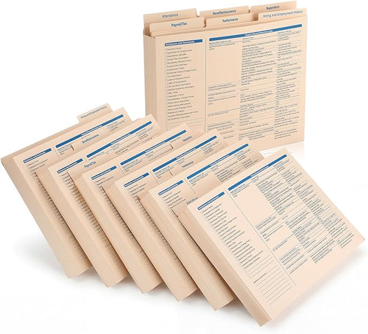 25 Set Employee Personnel File Folders Bulk 6 Folders Expanded Employee Record Master Organizer 11.9 x 9.5 x 1.25 Inches for 25 Employees Staff Receptionist Business HR Office Supplies