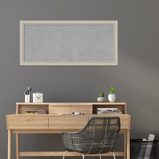 Amanti Art Silver Framed Magnetic Board 24x52 Oversize Vision Board for use with Magnets, 100% Metal Sheet to Display Items as Office Decor or for Home Organization in mudroom, Kitchen or Kids Room