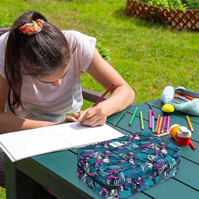 YOUSHARES 300 Slots Color Pencil Case - Pen Case Organizer with Handy Wrap & Zipper, Multilayer Holder for Prismacolor Colored Pencils & Gel Pen (Turtleback Bamboo)