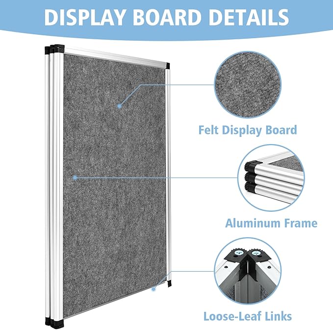 Nisorpa 3+1 Panel Trade Show Presentation Board 70.8 x 35.4 in Desktop Tri Fold Display Board Gray Single Sided Tabletop Display 4 Folding Panels with Moving Bag