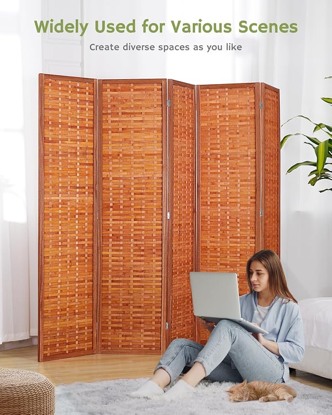 JOSTYLE 6ft Folding Privacy Screens 5-Panel Freestanding Room Dividers
