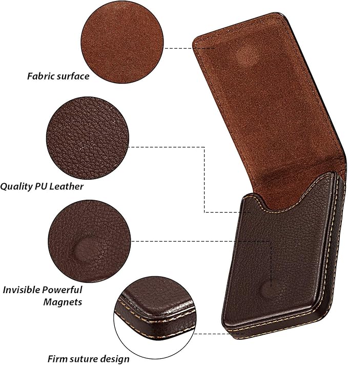 Outus 2 Pieces Business Card Holder, PU Leather Business Card Case Pocket Wallet with Magnetic Shut for Valentines Gift Men Women(Black and Coffee,Classic)
