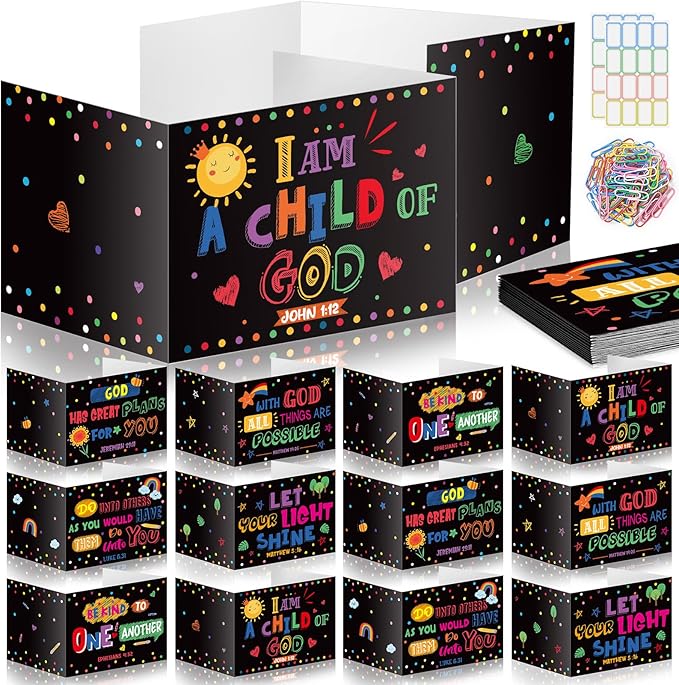 Cinrobiye 24 Pcs Christian Privacy Folders Standard for Students Cardboard Shields Test Privacy Boards Bible Words Desk Dividers Shield for Classroom School Study Supplies (Bible)