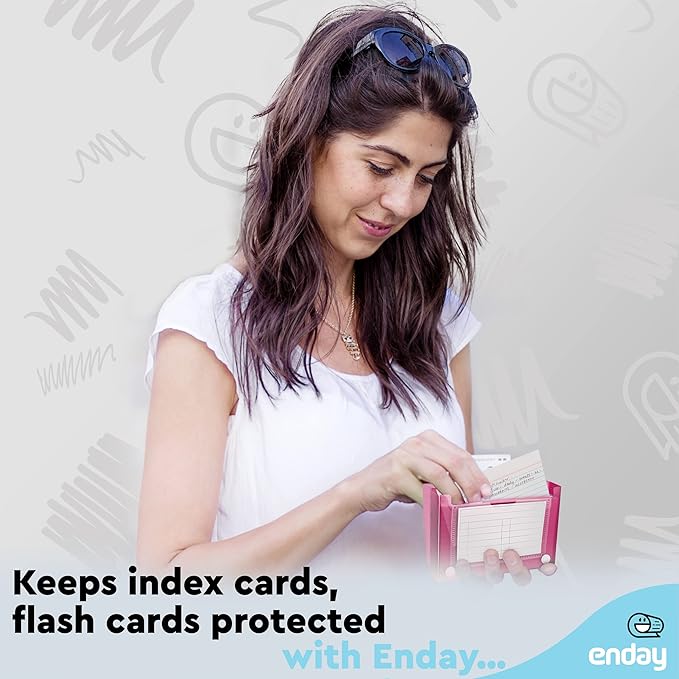 3" X 5" Index Card Case Holds 100 Cards Includes Business Card/Index Holder and 5 Tab Dividers Comes in Assorted Color – (Pack of 4) By (Emraw)