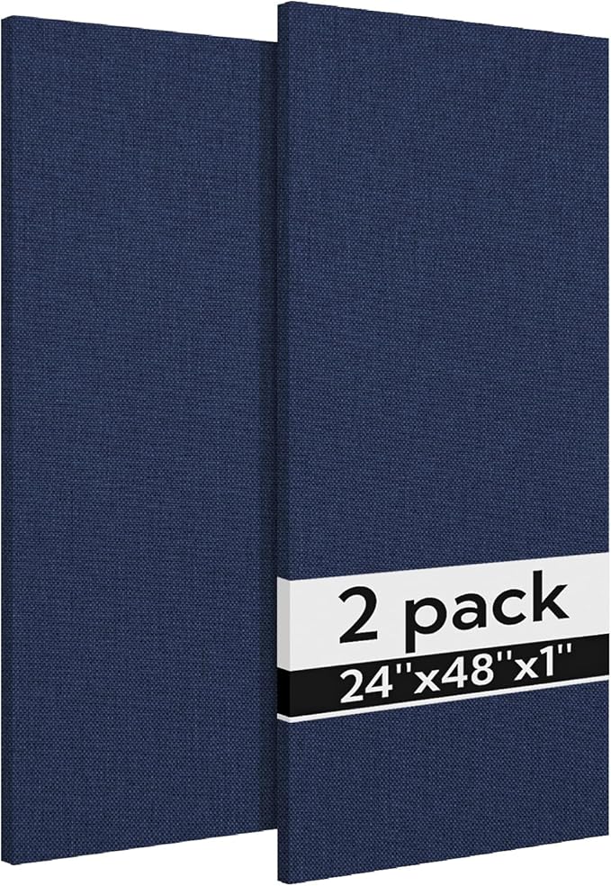 Olanglab Acoustic Panels 2 Pack, 48''x24'' Large Sound Panels, Fabric Wrapped Sound Proof Foam Panels for Walls, Sound Absorbing Panels for Recording Studio Acoustical Treatments (Navy)