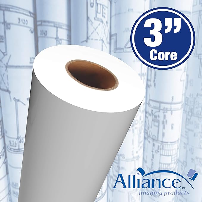 Alliance Wide Format Paper Rolls, 20lb with 3" Core (18 In x 500 Ft | 3" Core, 20lb | 4 Rolls)