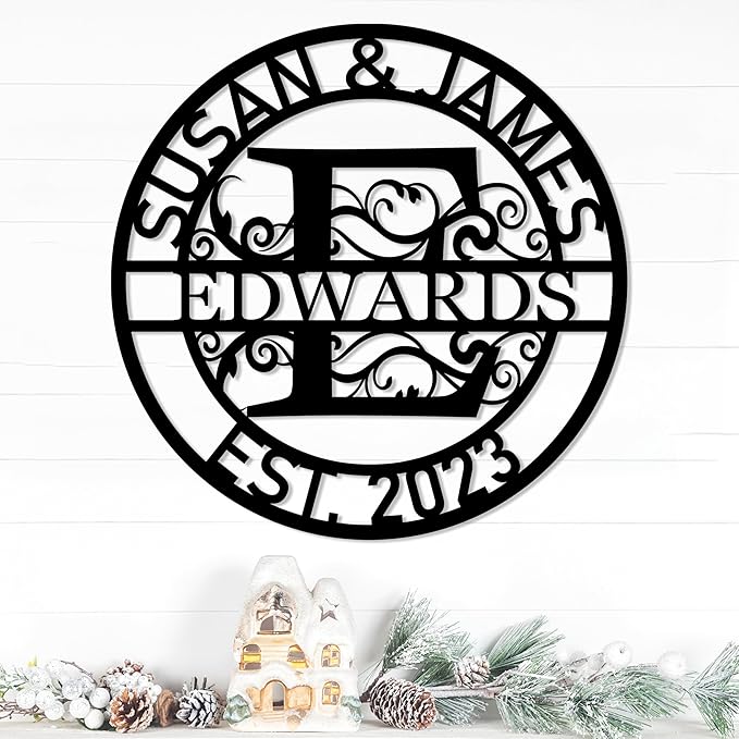 Personalized Metal Name Signs, Split Letter Monogram Wall Decor, Custom Last Name Sign, Family Name Sign for Outdoor, Personalized Wedding Gift, Garden Decor, Metal Wall Art, Housewarming Gift