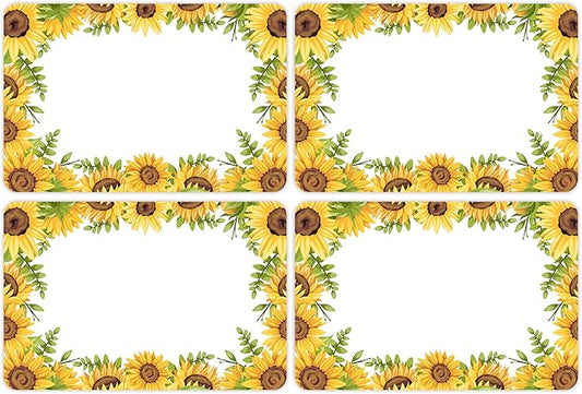 Wonmon 200 PCS Sunflower Name Tags Stickers, Self Adhesive Sunflowers Style Name Tag Labels Stickers for Back to School Classroom Student Office Desk Cubby Locker Themed Party, 2x3 inch