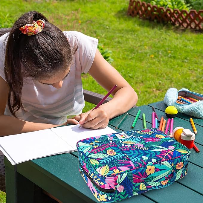 YOUSHARES 300 Slots Color Pencil Case - Pen Case Organizer with Handy Wrap & Zipper, Multilayer Holder for Prismacolor Colored Pencils & Gel Pen (Rainforest)