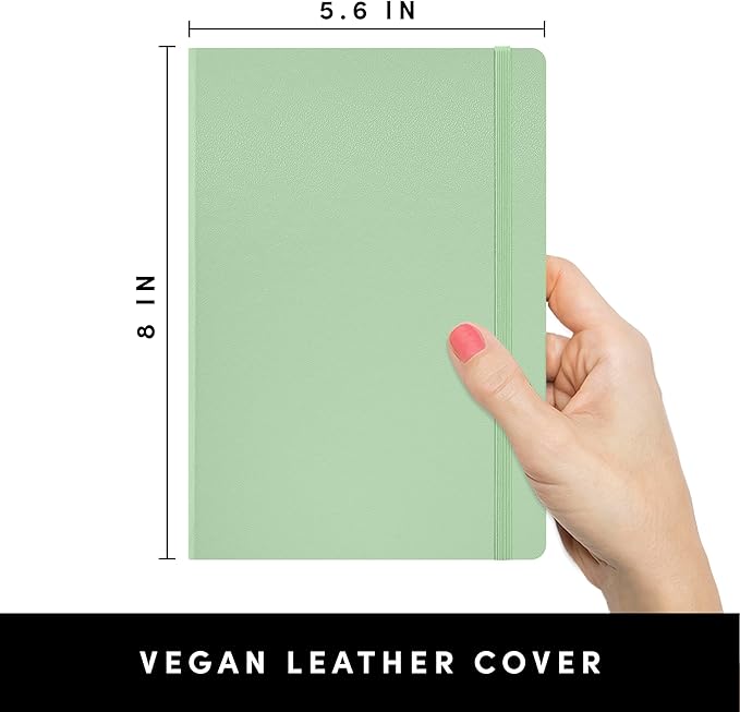 PAPERAGE Lined Journal Notebook, (Sage Green), 252 Pages, Medium 5.6 in x 8 in - 100 GSM Thick Paper – Hardcover Journaling Notebook for Work, School & Note Taking