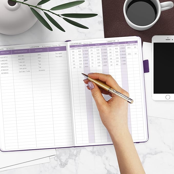 Clever Fox Inventory & Sales Log Book for Small Business – Inventory Ledger Book, Inventory Notebook, Order Tracker Book for Purchases, Sales & Reorders – Undated, Hardcover, A5, Purple