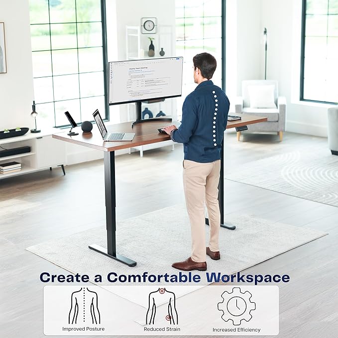VIVO Electric Dual Motor Stand Up Desk Frame for 40 to 85 inch Table Tops, Frame Only, 3 Stage Height Adjustable DIY Workstation with Memory Controller, Black, DESK-V103E
