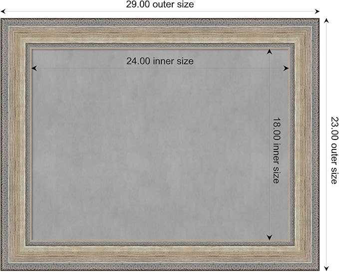 Amanti Art Silver Framed Magnetic Board 23x29 Medium Vision Board for use with Magnets, 100% Metal Sheet to Display Items as Office Decor or for Home Organization in mudroom, Kitchen or Kids Room