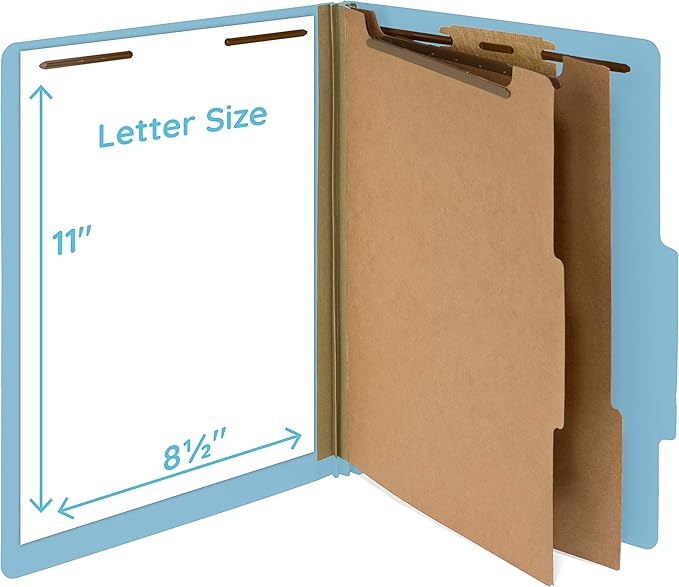 Blue Summit Supplies 30 Letter Size Light Blue Classification Folders, 2 Dividers, 2 Inch Tyvek Expansions, Durable 2, Letter Size, Light Blue Color, 30 Pack