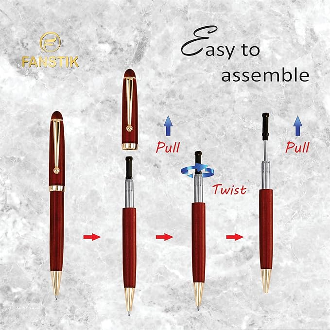 FANSTIK Customized Cherrywood Double Ballpoint Pen Set with Name (MADE IN USA), with Wooden Gift Box, Personalized Gift for Men and Women (BallPoint CherryWood Set)