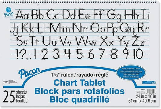 Pacon® Chart Tablet, 24" x 16", 1 1/2" Ruled, 25 Sheets