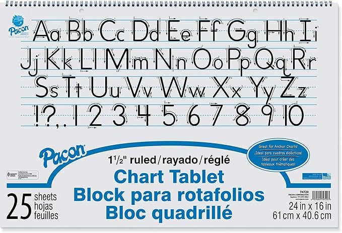 Pacon® Chart Tablet, 24" x 16", 1 1/2" Ruled, 25 Sheets