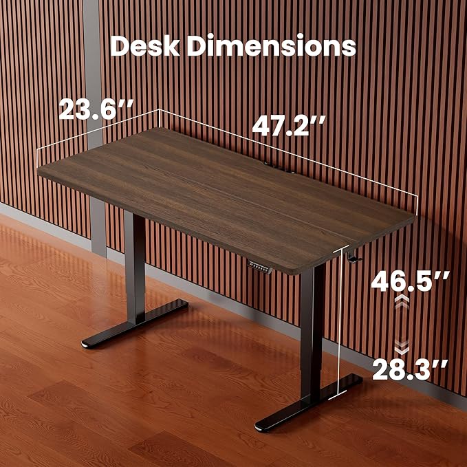 ErGear Height Adjustable Electric Standing Desk, 48 x 24 Inches Sit Stand up Desk, Memory Computer Home Office Desk with Two-Piece Desktop (Walnut)
