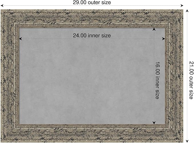 Amanti Art Silver Framed Magnetic Board 21x29 Medium Vision Board for use with Magnets, 100% Metal Sheet to Display Items as Office Decor or for Home Organization in mudroom, Kitchen or Kids Room