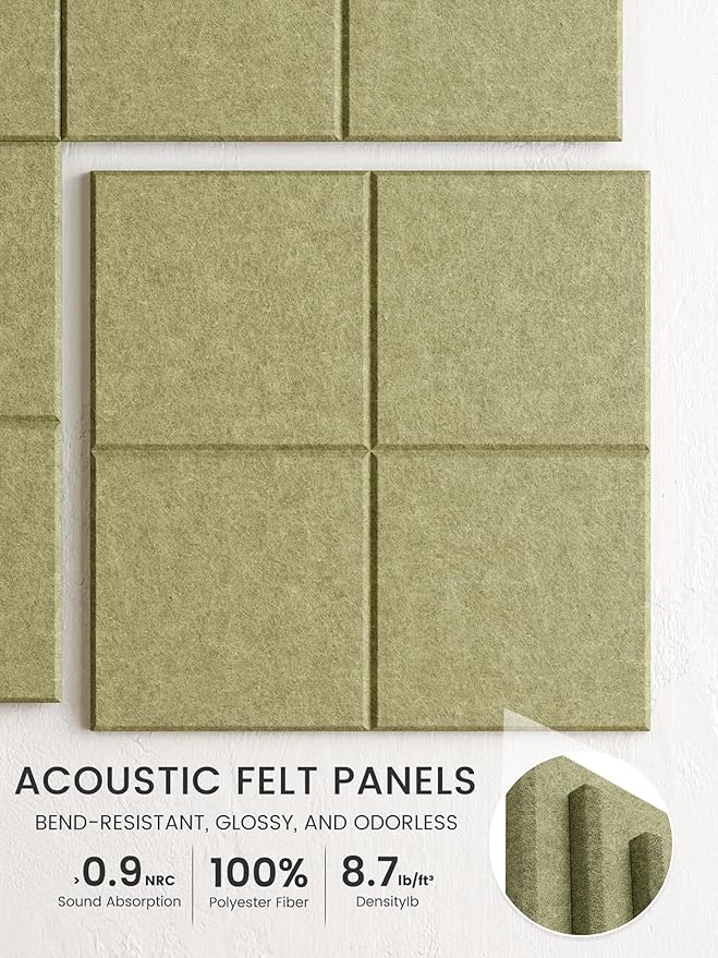 Bumusty Large Felt Bulletin Board 48" x 36" Cork Board Alternative - 6 Pack with 40 Safe Removable Adhesive Tabs, Cork Boards for Walls Cork Board for Home Office Classroom Pin Board (Olive Green)