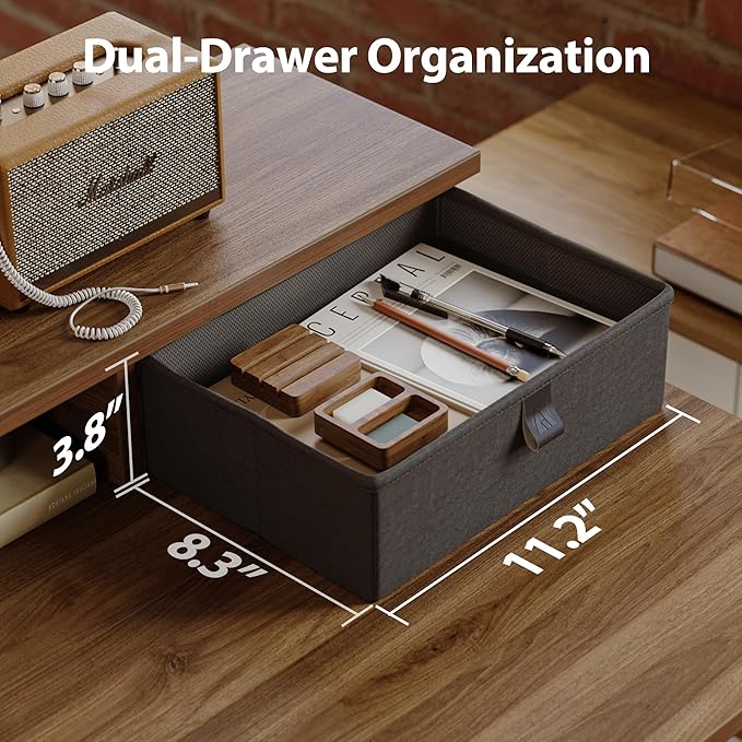 Agilestic 48 x 24 Inches Electric Standing Desk with 2 Storage Drawers, Adjustable Height Sit and Stand Computer Table with Splice Board, Dark Walnut
