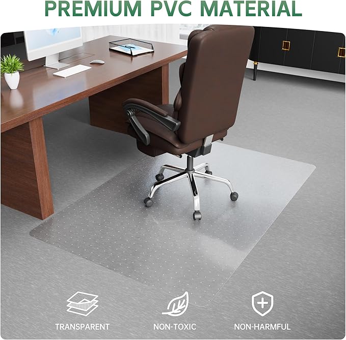 Office Chair Mat for Carpet - Clear Thick Desk Chair Mat for Carpet Plastic Floor Mats for Rolling Work and Gaming Chairs with Studs for Low Pile, Flat and No Carpeted Floors