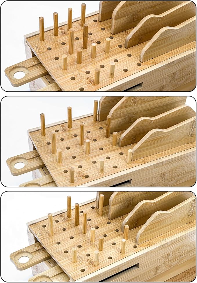 Yopay Family Charging Station with Drawer, Bamboo Charging Station for Multiple Devices, Cell Phone Docking Stations Organizer for Tablet, Laptop, Nightstand Bedside Desk Device Charger Organizer