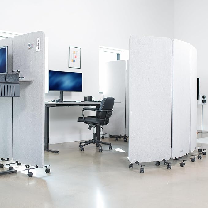 VIVO Freestanding 72 x 66 inch Privacy Panel, Mobile Cubicle Divider, x3 24 inch Wall Partitions, Gray, PP-3-T072G-M