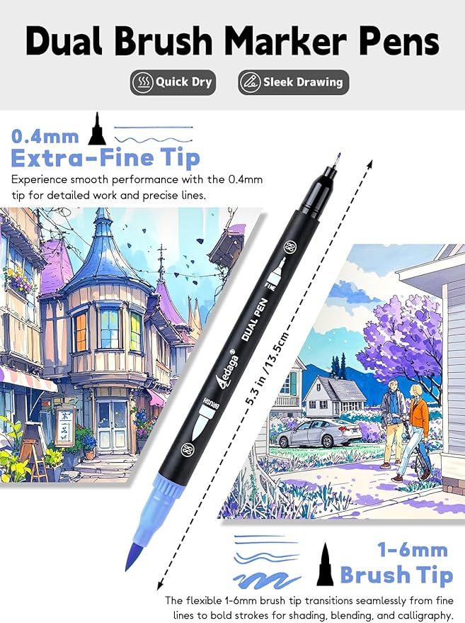 AEDAGA 100 Colors Numbered Dual Tip Brush Pens with Free App, Fine and Brush Tips Pens for Adults, Coloring Markers for Coloring Book Bullet Journaling Note Taking Planner Hand Lettering
