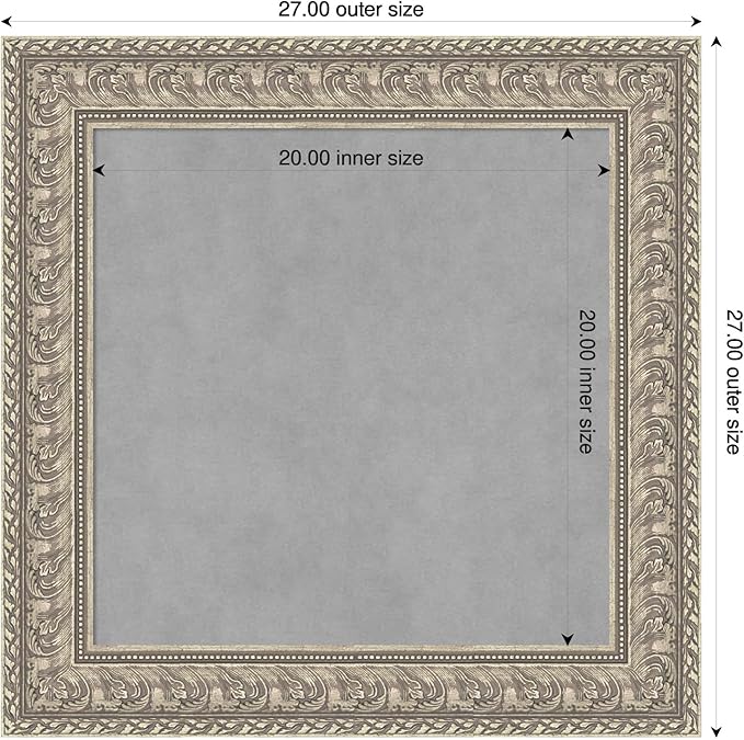 Amanti Art Silver Framed Magnetic Board 27x27 Medium Vision Board for use with Magnets, 100% Metal Sheet to Display Items as Office Decor or for Home Organization in mudroom, Kitchen or Kids Room