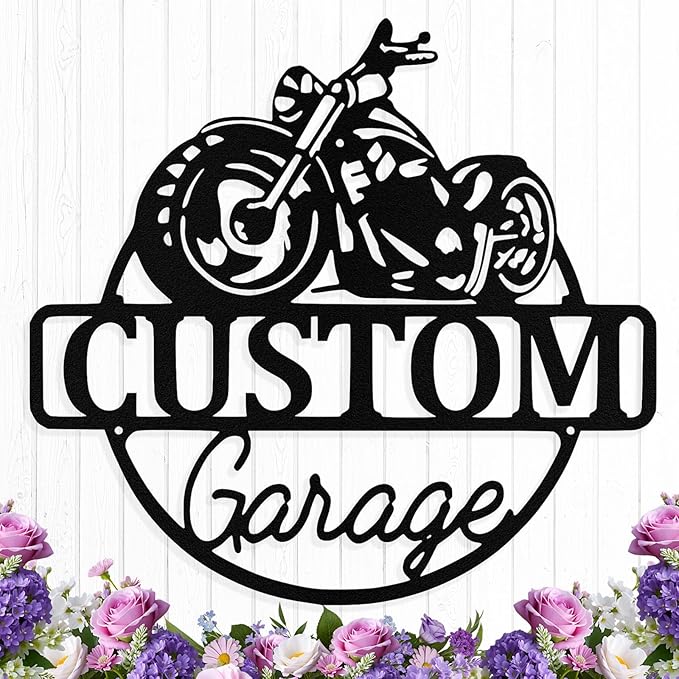 Custom Motorcycle Metal Signs Personalized Biker Name Sign Custom Garage Decor Motorbikes Wall Art Decor Motorcycle Sign Men Room Decorate Gifts for Men Husband Rider