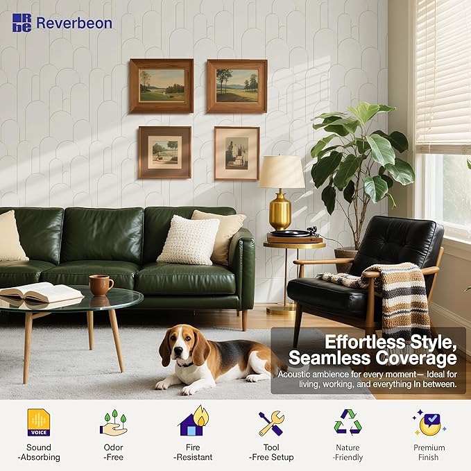 Reverbeon 6 PCS Acoustic Panels, 23.6x23.6 Inch Sound Absorbing Panels, Decorative Acoustic Wall Panels for Recording and Home Studio, Office with Double-Sided Adhesive Tape