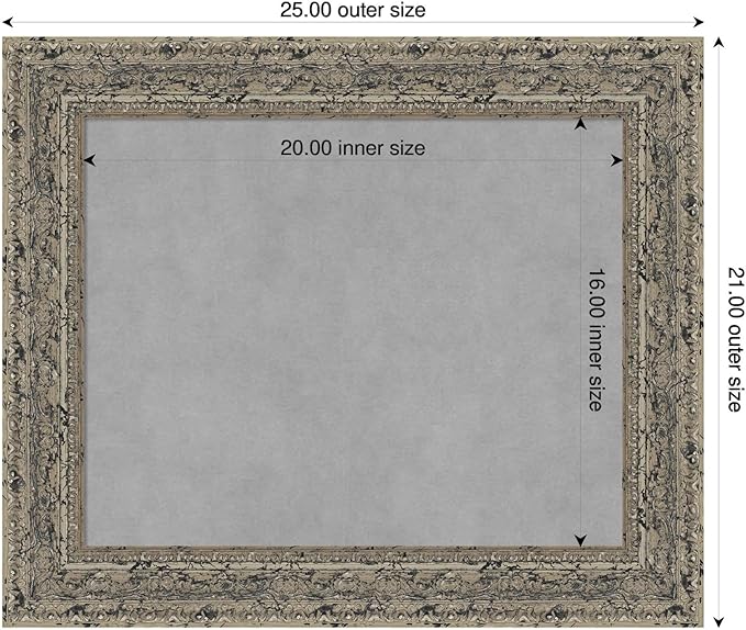 Amanti Art Silver Framed Magnetic Board 21x25 Small Vision Board for use with Magnets, 100% Metal Sheet to Display Items as Office Decor or for Home Organization in mudroom, Kitchen or Kids Room