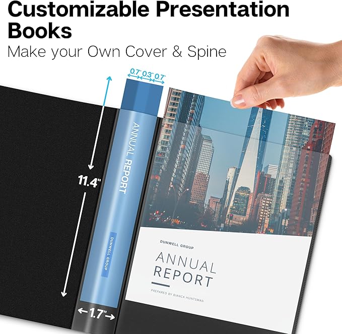 Dunwell Presentation Binder 12-Pocket, Displays 24 Pages, 8.5x11 Portfolio Binder with Plastic Sleeves, Storage and Organizer for Documents, Certificates, Projects, Photos (Black)