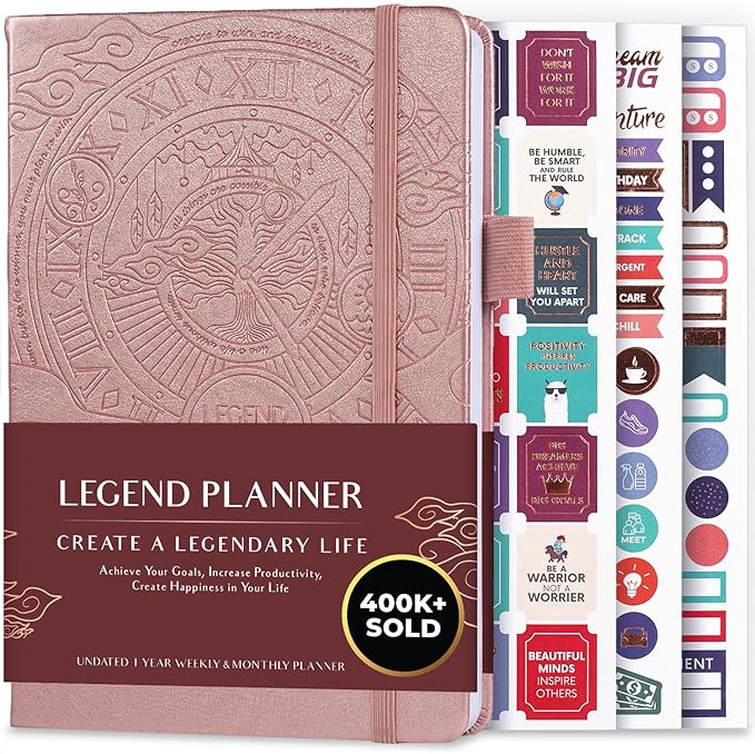 Legend Planner – Weekly & Monthly Life Planner to Hit Your Goals & Live Happier. Organizer Notebook & Productivity Journal. A5 (Rose Gold)