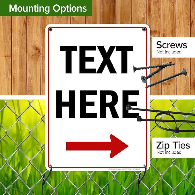 Custom Arrow,Custom Directional Sign, Right Arrow, 10x14 Inches, 55 mil thick HDPE (high density polyethylene), Made in USA by My Sign Center