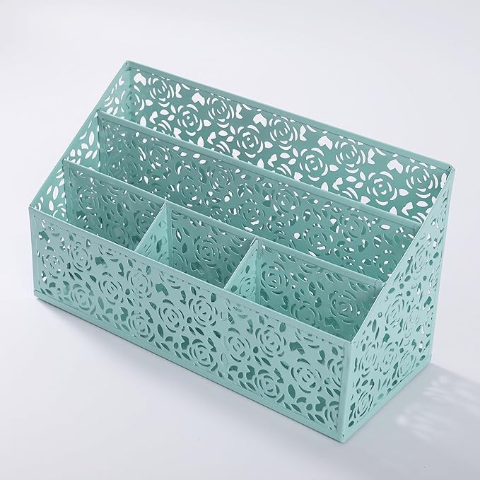 DINGTAI Modern Countertop Organizer, Desk Accessories - Organizer for Bills, Letters, Papers - Mail Sorter, Pencil Holder (Blue)