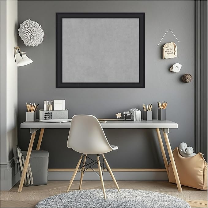 Amanti Art Black Framed Magnetic Board 23x27 Medium Vision Board for use with Magnets, 100% Metal Sheet to Display Items as Office Decor or for Home Organization in mudroom, Kitchen or Kids Room