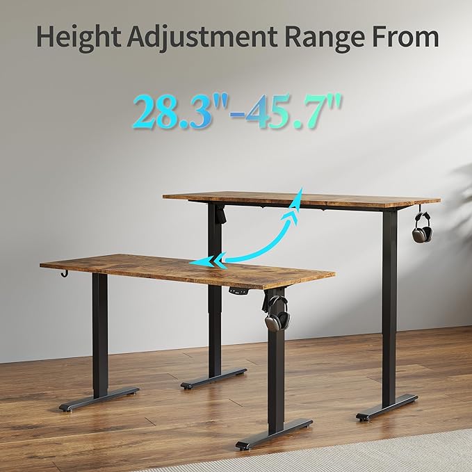 Agilestic Electric Standing Desk 40 x 24 Inches, Height Adjustable Desk, Sit Stand up for Work Office Home, Ergonomic Rising Computer Table with Memory Preset, Rustic Brown