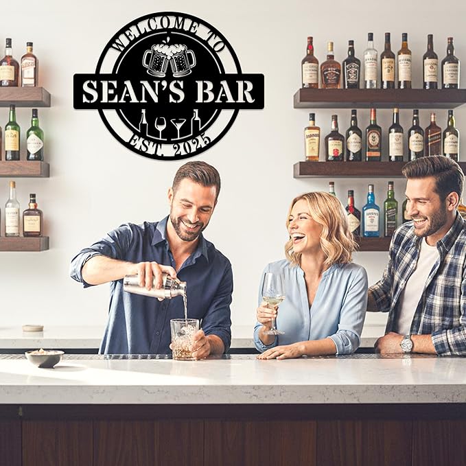 Custom Bar Sign Personalized Name Bar Wall Decor for Home Pub Party Club Lounge Man Cave Backyard Bar Gifts
