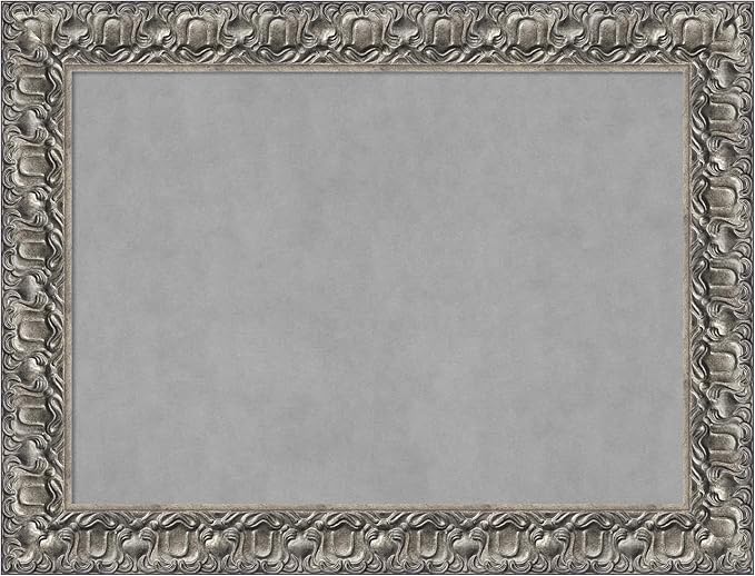 Amanti Art Silver Framed Magnetic Board 26x34 Medium Vision Board for use with Magnets, 100% Metal Sheet to Display Items as Office Decor or for Home Organization in mudroom, Kitchen or Kids Room