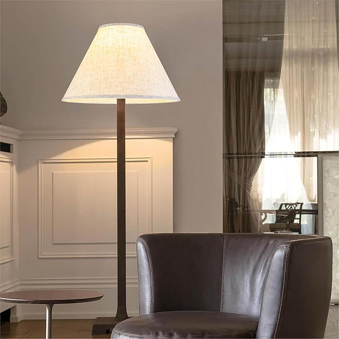 GO&SO Large Lamp Shades Set of 2 Oatmeal Beige Linen Lamp Shade, 6.5" Top x 16.3" Bottom x 10.5" Height, Replacement Lamp Shades for Table Lamps,Spider Empire Lamp Cover Handcrafted, Assembly Required
