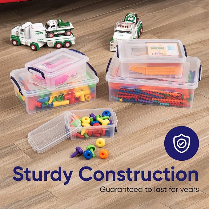 Superio Storage Bins with Lids, Clear Plastic Containers for Organizing, Stackable Totes, BPA Free, Odor Free, Organizer Boxes for Home, and Dorm (2 Pack, 22.7 Qt)