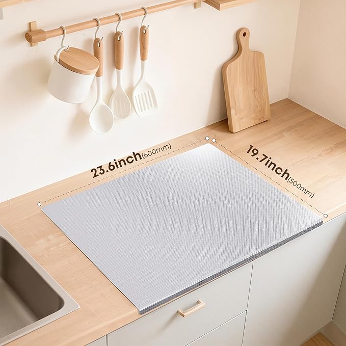 KORVOS Stainless Steel Cutting Board, 304 Stainless Steel Cutting Boards for Kitchen, Upgraded Anti-Scratch & Anti-Slip Surface, Large Metal Board for Meat Fruits Vegetables Baking, 23.6" x 19.6"