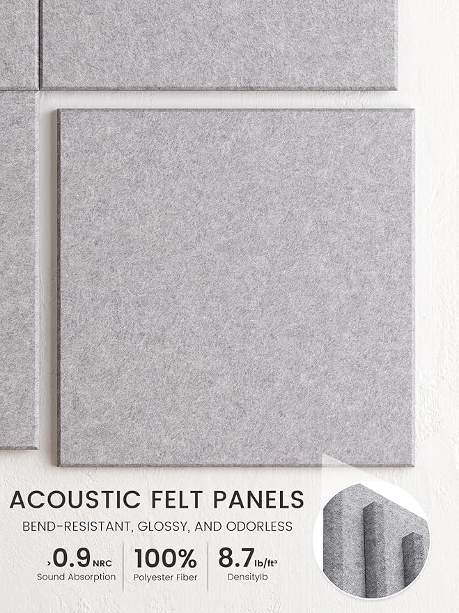 Bumusty Large Felt Bulletin Board 48" x 36" Cork Board Alternative-12 Pack with 70 Safe Removable Adhesive Tabs, Cork Boards for Walls Cork Board for Home Office Classroom Pin Board-Moonlight Gray